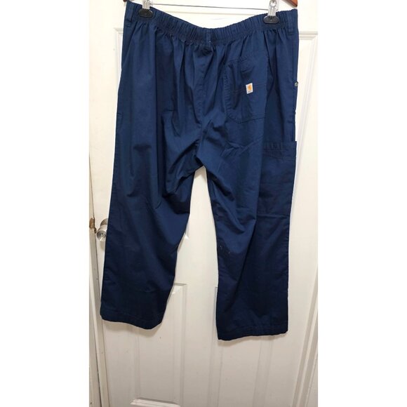 Carhartt Navy Blue Men's XL Scrub Work Pants Multiple Pockets & Elastic Waist - Picture 3 of 8